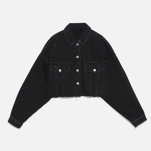 Zara cropped super dark blue black denim jacket